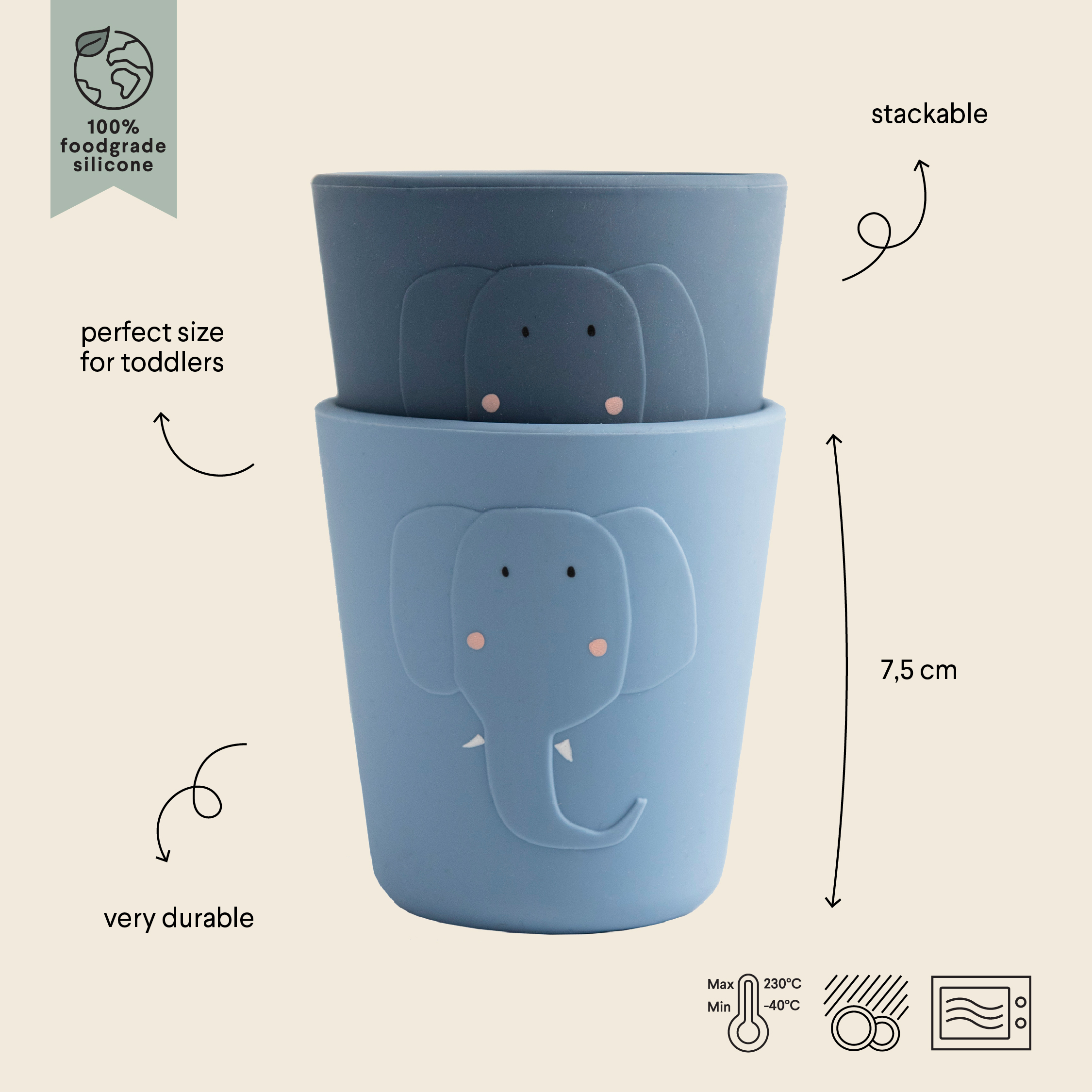 Silikon Becher 2-pack - Mrs. Elephant